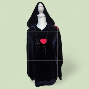 Blue Hoodie Vest with Red velvet Heart Size Xl Nwot.